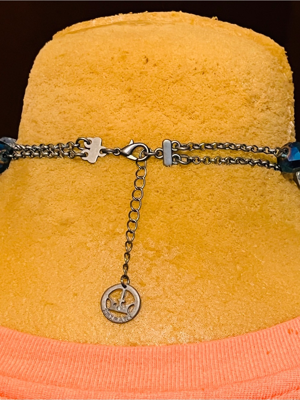 Trifari Two-Strand Faceted Blue and Clear Crystal Necklace - Picture 5 of 5